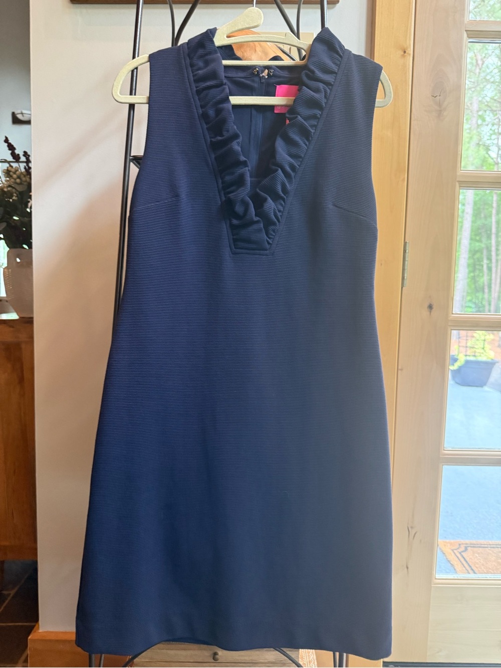 Lilly Pulitzer Navy Ruffle Neck Top